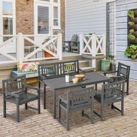 6 Piece Patio Dining Set (Option: Dark Gray-1080x620x260 mm)
