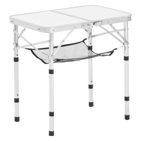 2ft Folding Portable Camping Table Aluminum Outdoor Table Adjustable Height (Color: Silver, Size: 24 inch)