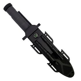 12.5" Fixed Blade Survival Knife with Sheath, Fire Starter, & Sharpening Rod (Color: Green)