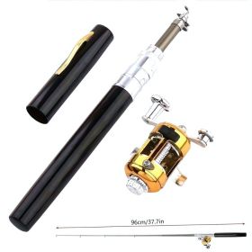 1 Black Portable Pen Style Super Mini Fishing Rod (Option: Black)
