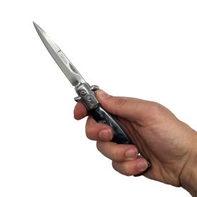 9" Automatic Out-The-Side Knife (Color: Wood/Silver)