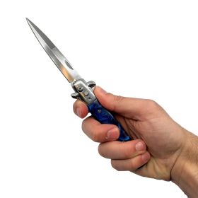 9" Automatic Out-The-Side Knife (Color: Black Marble)
