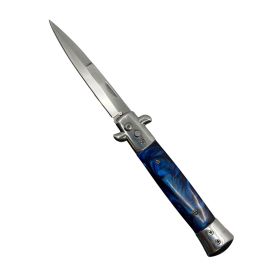 9" Automatic Out-The-Side Knife (Color: Blue Marble)