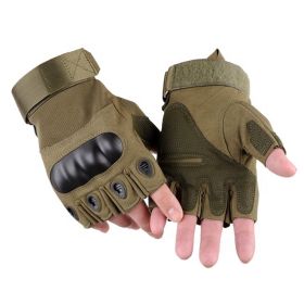 XG-TG2 Hard Knuckle Tactical Gloves (Half Finger) Military Style (Size: M, Color Options: Army Green)